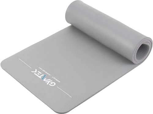 Gymtek Trainingsmatte - Yogamatte - 180x61cm - NBR 1,5cm Dicke - Fitness - Gymnastikmatte - Tragegurte - Pilates - Sportmatte - Dick - Abwertung der Bewegung - Aerobic - Grau