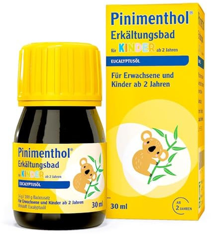 Pinimenthol Erkältungsbad Kinder | 30 ml | Badezusatz für Kinder mit Eucalyptusöl - lindert Husten & Erkältungsbeschwerden | befreit die Atemwege bei Erkältung | ab 2 Jahren
