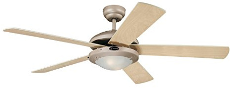 Westinghouse Takfläkt Comet 78182-132 cm, E14, 40 W, belagd i titan med blad vändbar ljus lönn/vit