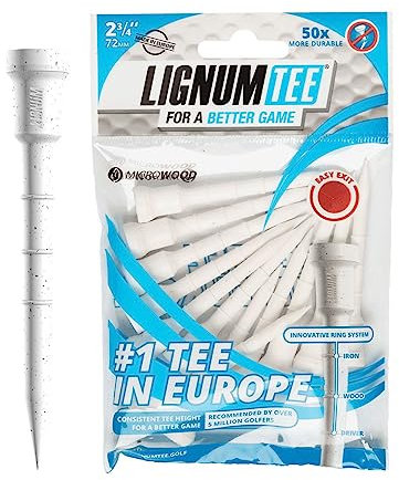 Longridge Golf Tees Weiß 72mm - 12 Stück - Microwood mit Distance-Ring-System