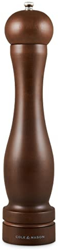 Cole & Mason HB1244P Forest Capstan Pepper Mill, Precision+ Wooden, Stained Beech Wood, 315 mm, Single, Includes 1 x Pepper Grinder