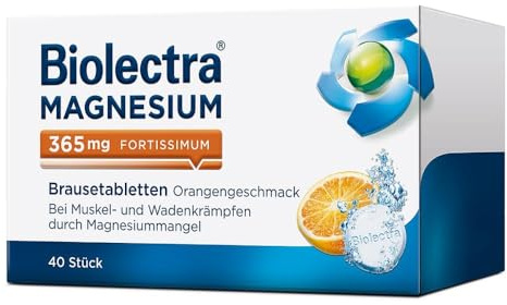 Biolectra Magnesium 365 mg fortissimum Orange 40 Stück Brausetabletten, Hochdosiert, zur Behandlung von Muskel- und Wadenkrämpfen, Apotheken-Qualität