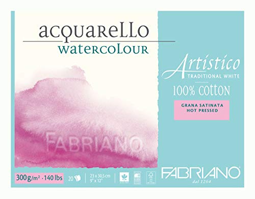 Fabriano Carta da acquerello, Cotone, Bianco, Cotone, bianco, 23 x 30.5 x 0.5 cm