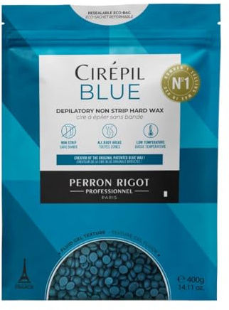Cirepil - Blue - 400g / 14.11 oz Hard Wax Beads Bag - Face & Body Wax, Unscented & No Strip Needed - Perfect for Sensitive Skin & Brazilian Waxing - Fluid Gel Texture, Easy Hair-Removal