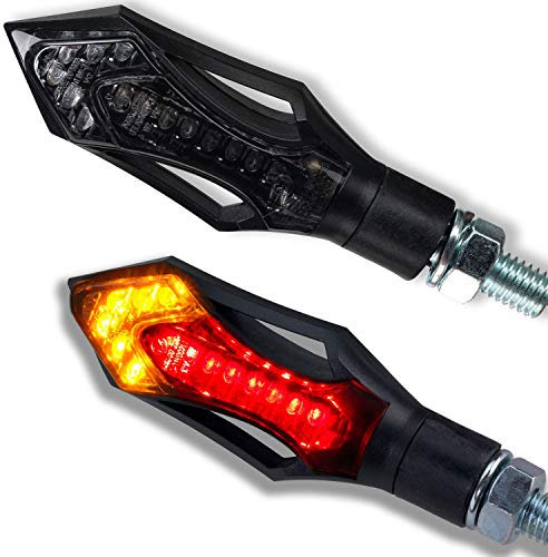 Germany Motorsports LED Mini Blinker Rush e-geprüft universal für Motorrad, Roller, Quad mit 12V (3in1 LED Blinker, 1 Paar)