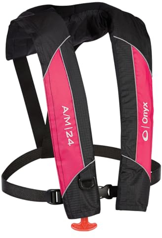 Onyx A/M-24 Automatic/Manual Inflatable Life Jacket, U.S. Coast Guard Approved, Low Profile, Compact Design, Manual Convertible Inflation Option