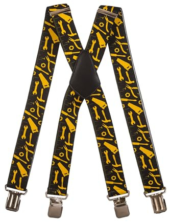 Olata Tirantes con Motivo de Herramientas – Resistentes y Ajustables en X y Y, 4 cm/5 cm de Ancho, Ideales para el Trabajo y el Día a Día. A. X-Forma