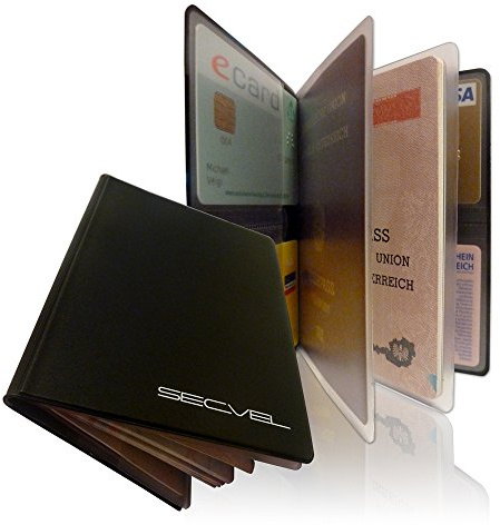 Protège-passeport breveté | RFID NFC et bloqueur de champ magnétique | Housse de protection pour passeport, carte d'identité, carte de crédit, carte de débit | Protecteur de carte et organisateur | Protection des données à 100 % vérifiée par CTC/advanced (membre du groupe RW TÜV) | Noir