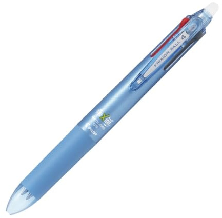 Pilot Kulspetspenna, Frixion Ball 4, 0,5 mm, extra fin, 4 färger (svart, röd, blå och grön), ljusblå (LKFB-80EF-LB)