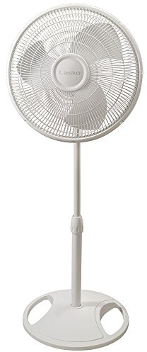 Lasko 2520 16 Inch 3-Speed Quiet Adjustable Tilting Wide-Area Oscillating Standing Pedestal Fan for Bedroom, Kitchen, Home, and Office, White