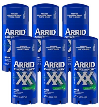 Arrid XX Antiperspirant/Deodorant Solid, Unscented, 2.6-Ounce Sticks (Pack of 6)