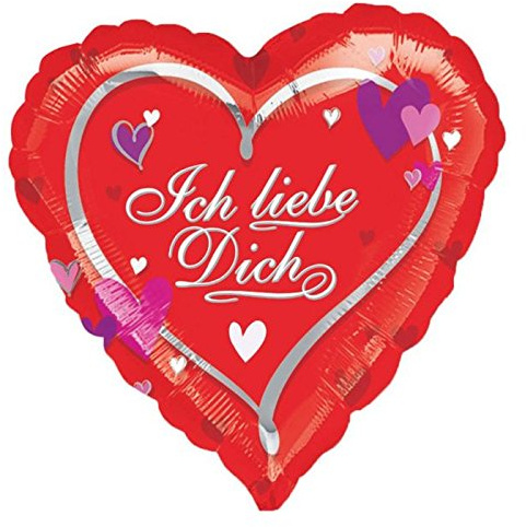 Amscan 2577801 - Standard Folienballon Herz, Ich liebe Dich, Größe 43 cm, Volumen 13 Liter, Heliumballon
