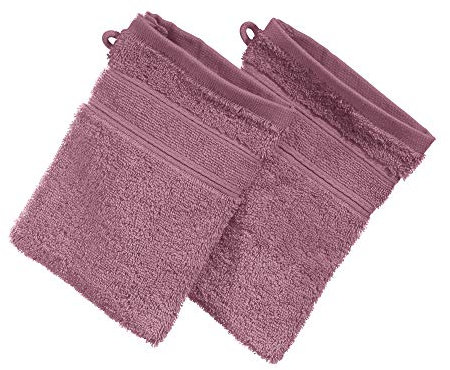 Erwin Müller Waschhandschuh Karlsruhe 2er- Pack 100% Baumwolle Mauve Größe 15x21 cm - extrem saugstark, leicht, flauschig weich, hautschmeichelnd (weitere Farben)