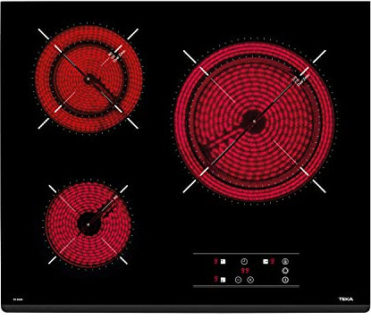 Teka TZ PRO 6320 - Vitrocerámica 3 Fuegos 60cm, Tecnología Touch Control, con Cronómetro, Vitrocerámica Teka Color Negro