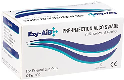 Universal EZ-Aid Pre-injection Alco Swabs, 30 mm x 60 mm, 45gsm, Pack of 100
