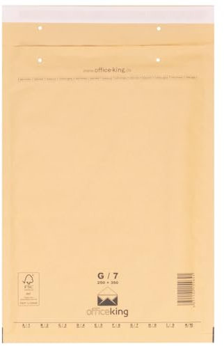 officeking G/7 Luftpolstertaschen 50 Stk Braun, Reißfest, DIN A4+ C4 Versandtaschen | 250 x 350 mm Umschlag 50my Briefumschlag, wasserabweisendes Kraftpapier