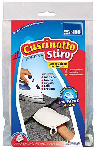 Parodi & Parodi, art. 233, Il Cuscinotto Stiro, cuscinetto per stiraggio facile in cotone con imbottitura protettiva, ideale per stirare maniche, tasche, risvolti, colli e cravatte , dimensioni 14x23x1 cm