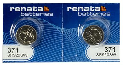 Renata 371 SR920SW Mercury Free Silver Oxide Electronic Batteries (Pack of 2)