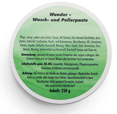 250g Wunderpaste Reinigungspaste & Polierpaste I pflegt, reinigt, poliert I Universalreiniger für Metall Kunststoff Keramik uvm.