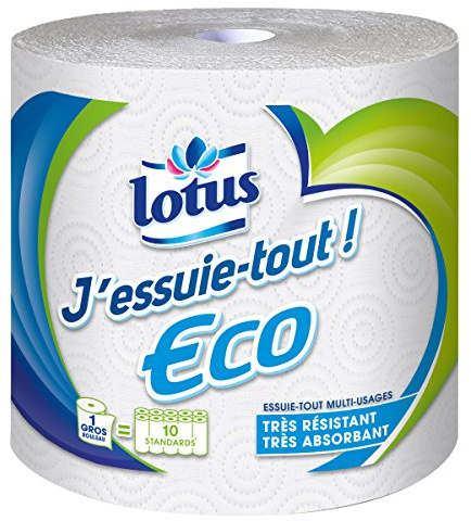 Lotus Essuie-Tout Eco Bobine Essuie-Tout Blanc, Lot de 4