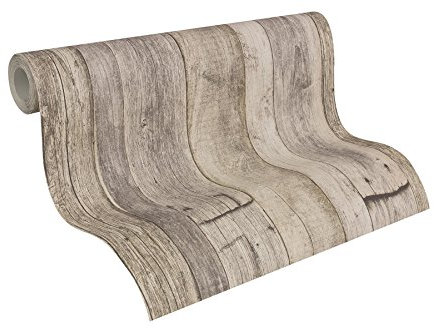 A.S. Création Bois Elements Papier Peint intissé 10.05 m x 0.53 m Beige Noir Crème Fabriqué en Allemagne 959312 95931-2