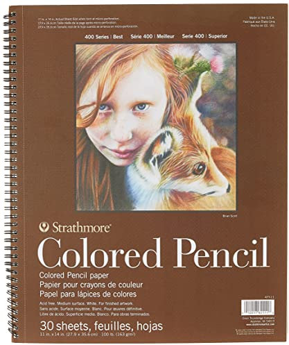 Strathmore (477-11 Buntstiftblock aus der Serie 400, Papier, Weiß, 11x14, 30