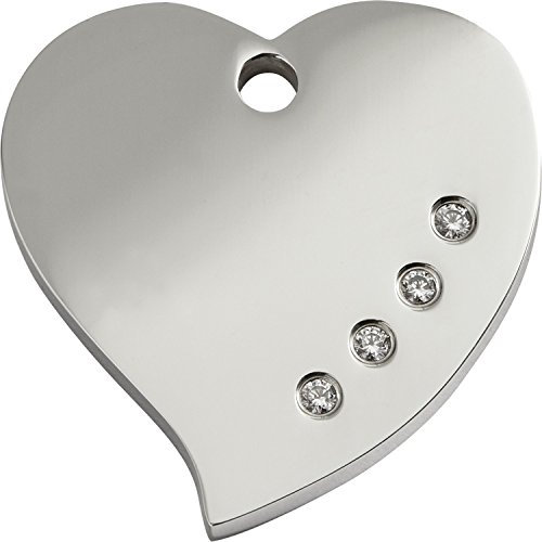Hundemarke Edelstahl poliert Swarovski 'Heart' inkl. Gravur, klein