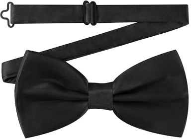 AWAYTR Men's Pre Tied Bow Ties for Wedding Party Fancy Plain Adjustable Bowties Necktie (Black)