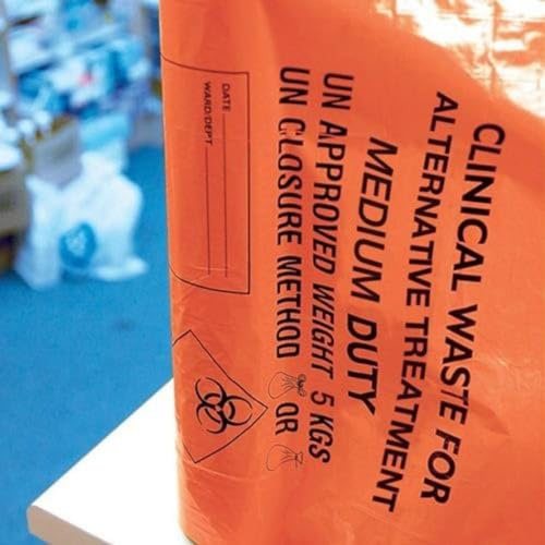 Sacs de déchets cliniques, résistance moyenne, 30 Litre/5 kg, Orange, 50
