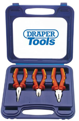 Draper Expert 69288 3-Piece VDE Insulated Pliers Set , Blue
