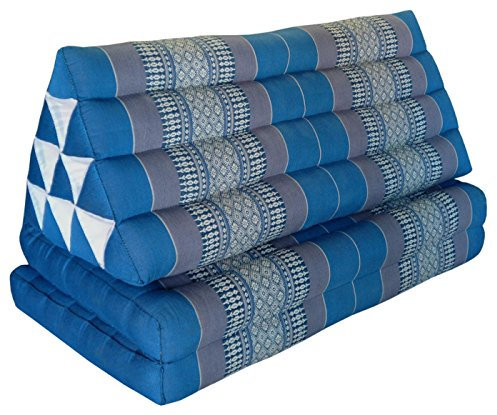 Wilai Kapok Thaikissen, Dreieck XXL mit 2 Auflagen (81917 - blau/grau)