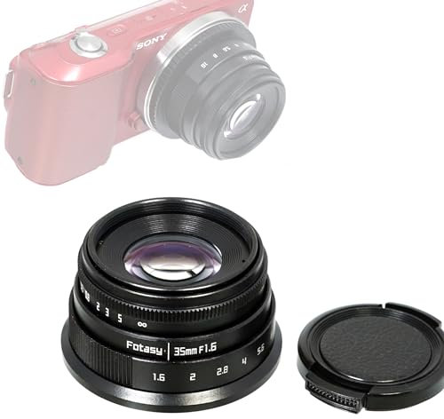 Fotasy Obiettivo multistrato 35 mm F1.6, grande apertura manuale focale fissa APS-C attacco E, compatibile fotocamere Sony E-Mount a3000, a3500, a5000, a5100, a6000, a6300, a6400, a6500, a6600 ZV-E10