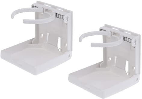 2pz di Tazza Portabicchiere Cup per la Barca Marina Camion Auto, Bianco - Regolabile & Pieghevole