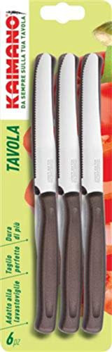 Kaimano 6 Coltello da tavola Dinamik inox cm 11 vari colori 6 PEZZI (Marrone)