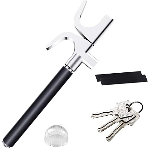 Steering Wheel Lock, Multifunction-Universal-Easy Installation,Anti-Theft Lock Device Adjustable Double Hook with 3 Keys,Emergency Hammer Window Breaker Defense Security for Car