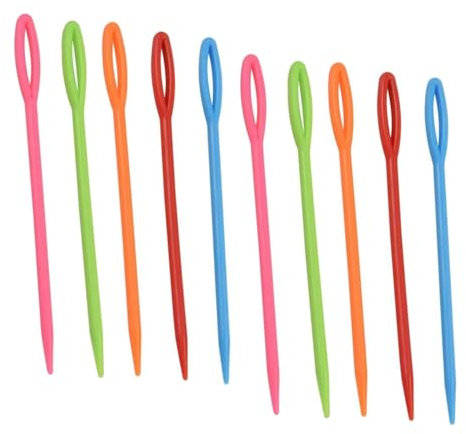 Plastique Aiguilles À Coudre,100 Pièces Aiguilles à Tresser Aiguille à Coudre en fil coloré pour Débutants Pour Enfants Aiguilles à Broder En Plastique Les Projets d'aiguilles Artisanales