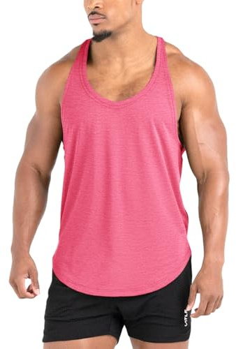 Lehmanlin Débardeur Homme Sport Musculation,Marcel Debardeur Homme Musculation Stringer, Chemises à Séchage Rapide(Rose, M)