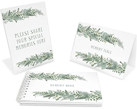 Condolence book for funerals | A5 set of Funeral memory book of condolence and signs | green fern remembrance memories book | memory book for funeral | condolences book