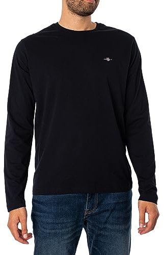 Gant Herren REG Shield LS T-Shirt Logo Langarmshirt, Black, L