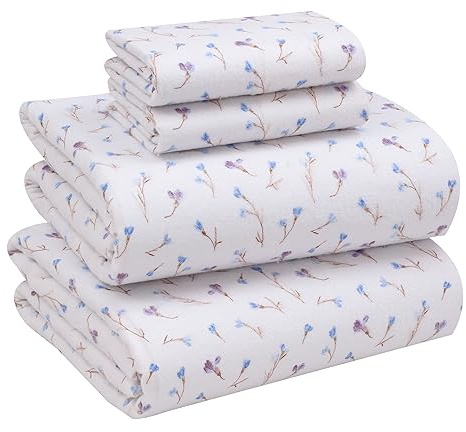 RUVANTI Flannel Sheets King Size - 100% Cotton Double Brushed King Size Sheets Set - Deep Pockets 16 Inches Bed Sheets - All Seasons Breathable & Extra Soft - Warm & Cozy, 4 Piece, Navlight
