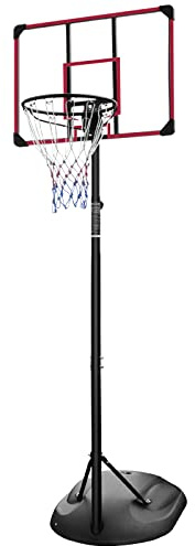 KKB Sport Portable Height7.5ft-9.2ft Adjustable Basketball Stand Basketball Hoop Net with Transparent 32 Backboard Set System ，230-280cm