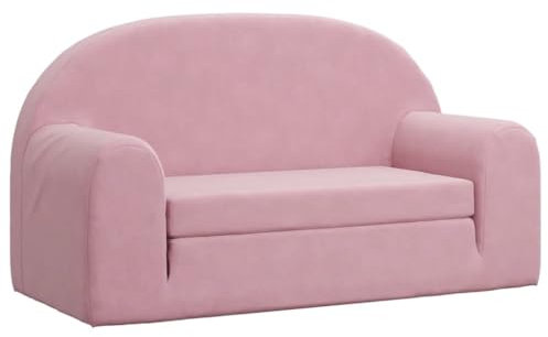 vidaXL Kinder Schlafsofa 2-Sitzer, 2-in-1 Kindersofa mit Schlaffunktion, Kindersessel Sofa Abnehmbarer Bezug, Kindercouch Couch Kindermöbel, Rosa Weicher Plüsch