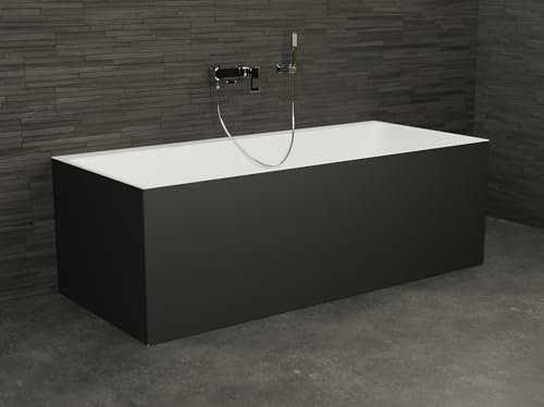 COBALT 170 Noire - Bañera semi-exenta mural L. 170 x l. 75 cm, by SPALINA