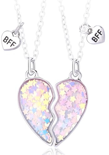 Cosysparks bästa vän halsband, vänskapshalsband för 2 flickor syster halsband matchande hjärthänge BFF halsband set för kvinnor examen födelsedag julklappar, Metall, Ingen ädelsten
