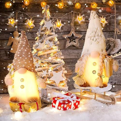 Weihnachtsdeko 2 Stück Weihnachten Deko Wichtel mit Licht, Weihnachtswichtel Plüsch Beleuchtete Weihnachtsdeko Amerikanisch mit Lichterkette Weihnachten Wichtel Figur für Weihnachtsdekoration Innen