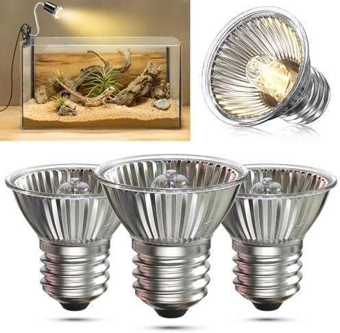 HeatingLux E27 Reptilien Wärmelampe Terrarium 50W UVA UVB Wärmelampe Schildkröten AC220-240V Dimmbar Glühbirne für Schildkröte, Schlange, Eidechse 4 Stück