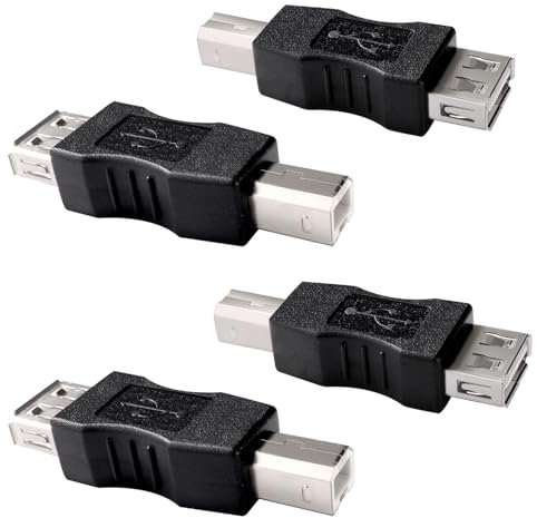 KUOQIY 4 Pezzi Adattatore da USB A a B, USB 2.0 A Femmina a B Stampante Maschio Convertitore, per Stampante, Scanner, Fax, Altro