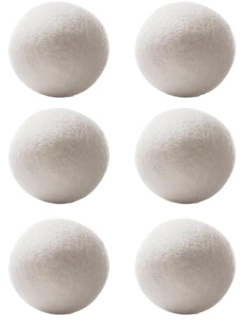 Juego de bolas de secadora de lana - bolas de secadora de lana orgánica, bolas de ablandador reutilizables | Juego de 6 bolas de lavandería naturales, bolas de secadora ecológicas