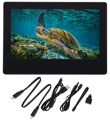 7 Inch Monitor LCD Screen, Display for, IPS Full View Angle 1024 x 600 with, Built in Stereo Speakers, Tempered Glass Touch Panel, Compatible with