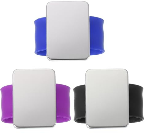 PATIKIL Magnetic Pin Cushion Wrist, 3Pcs Magnetic Sewing Pincushion Holder Pin Wristband for Sewing Braiding Quilting Hair Clips, Black/Purple/Blue